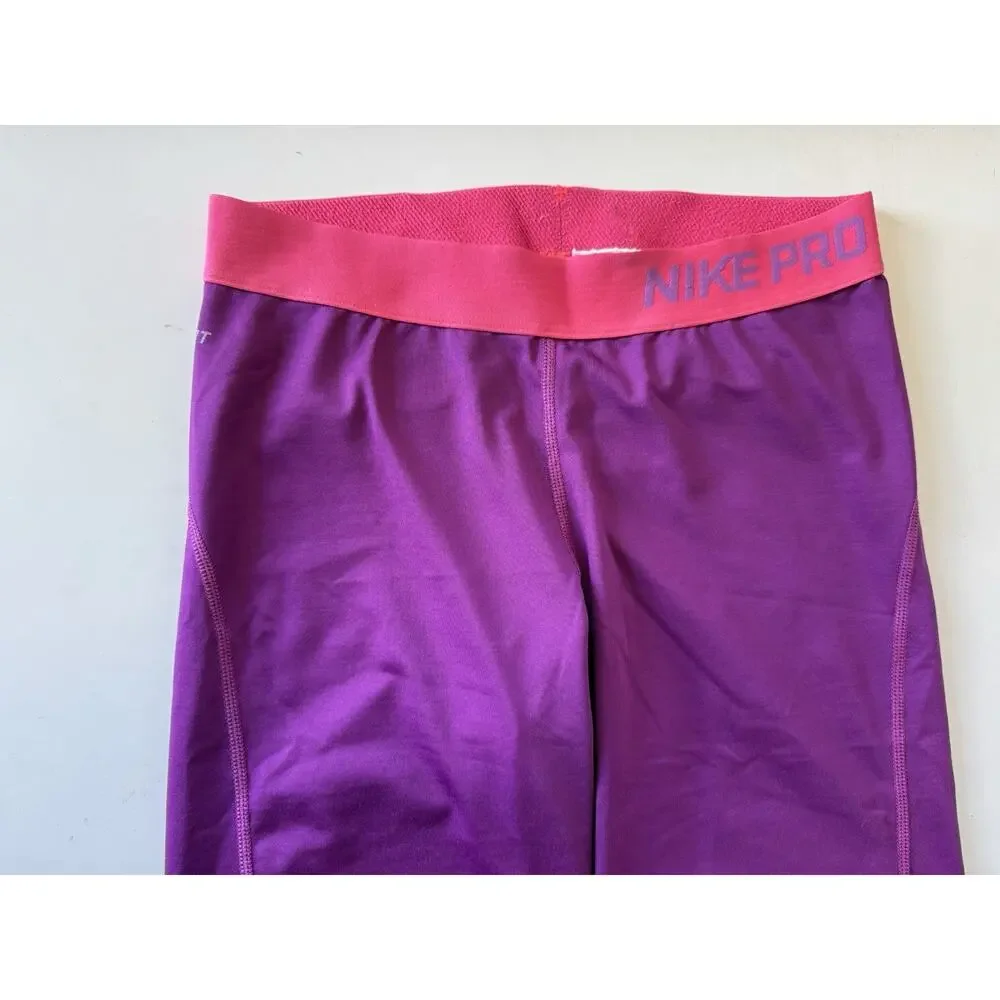 Nike Pro Dri-FIT Capris Womens Medium Purple Pink Athletic Compression Pants
